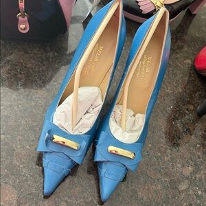 MELIA Blue Heels with Bow Accent